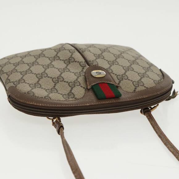 GUCCI GG Supreme Web Sherry Line Shoulder Bag Pvc Beige Gold 904 02 047